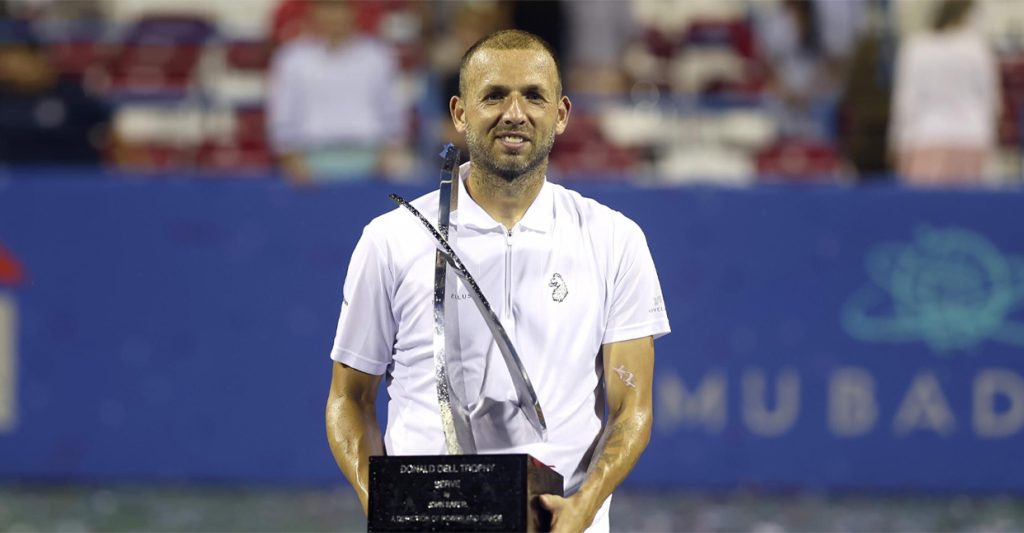 Britain's Dan Evan's Holding Citi DC Open Trophy