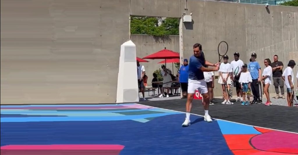 Roger Federer, 41 back on Court to Hit and Teach Two-Handed BH