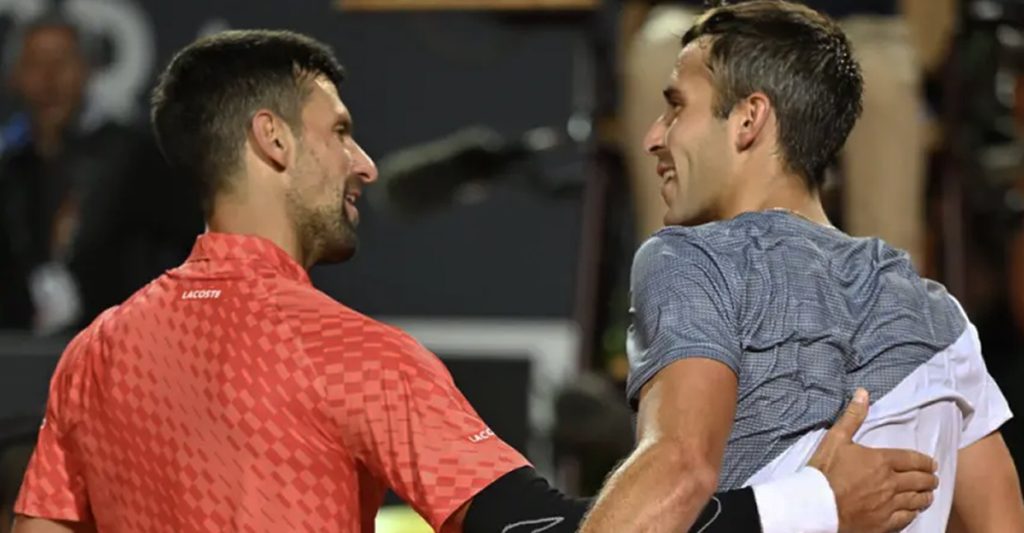 Tomas Martin Etcheverry and Novak Djokovic